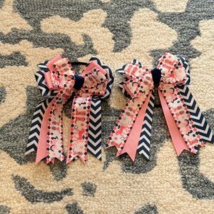 Pink and Navy Hair Bows for horse show equestrians